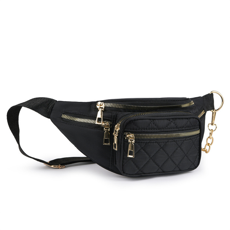 Waist Bag Women's 2023 New Fashion Crossbody Chest Bag Rhombic Embroidery Chain Shoulder Bag Large Capacity Mobile Phone Waist Bag