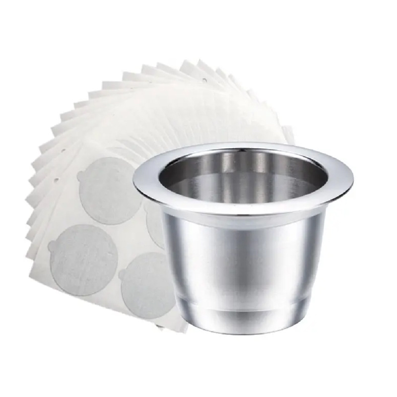 Cross-border compatible Xiaomi Nespresso stainless steel coffee capsule cup with aluminum foil lid reusable shell