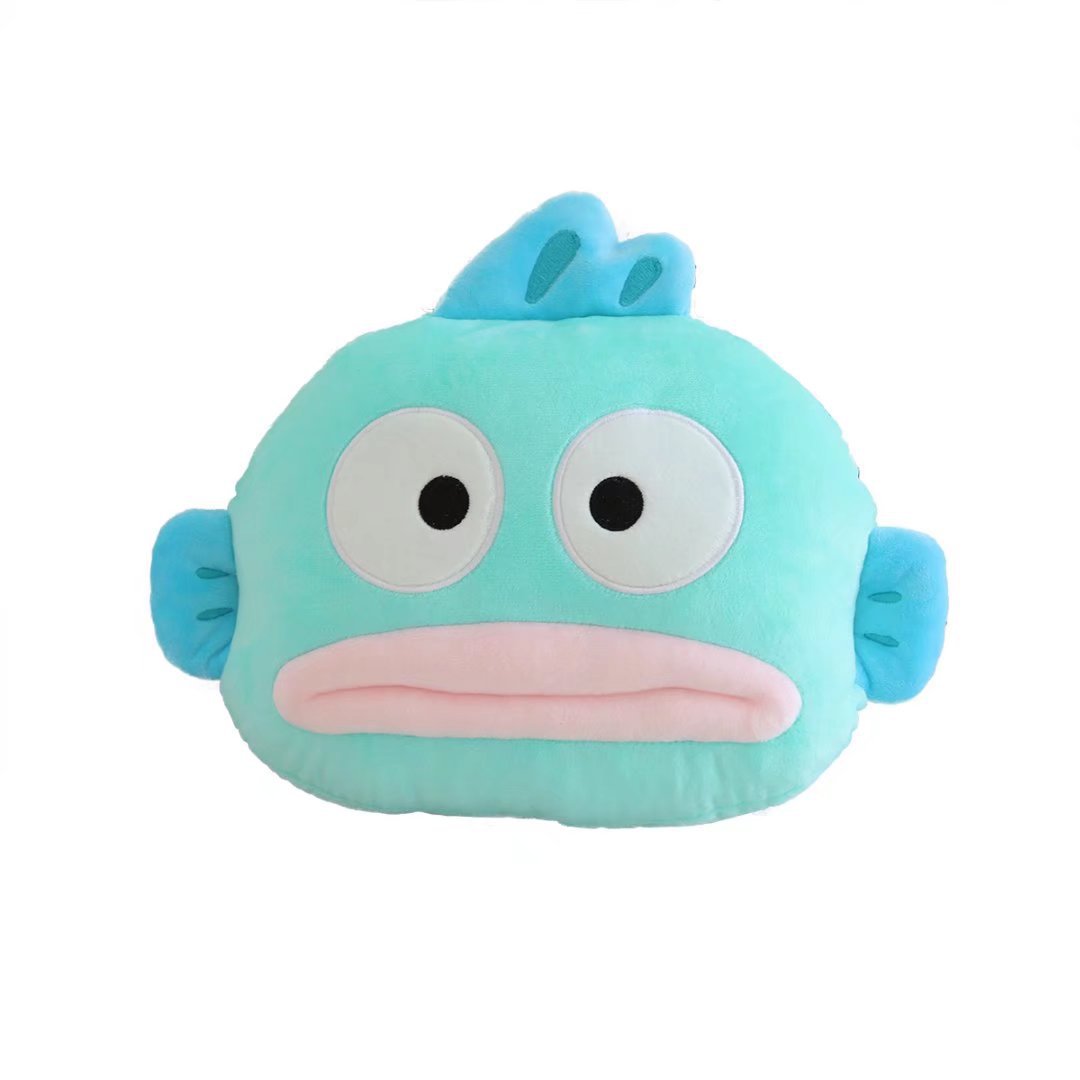 Cartoon cute mermaid handton ugly fish plush car headrest neck pillow car inner safety belt set one piece hair_voghion.com