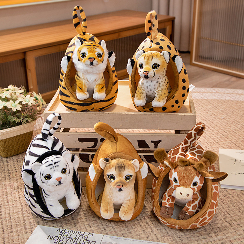 Pequeño Tigre lindo nido de peluche de juguete jirafa muñeca de oro leopardo León calmante muñeca regalo de los niños