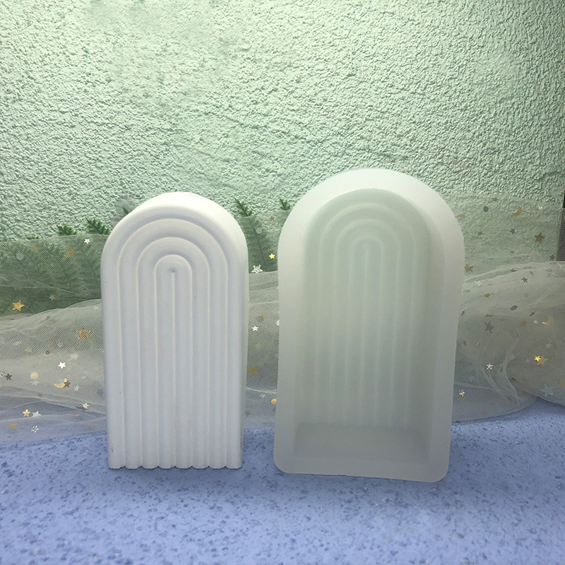 幾何彩虹橋拱門N形香薰蠟燭硅膠模具diy香氛家居石膏擺件蛋糕裝飾