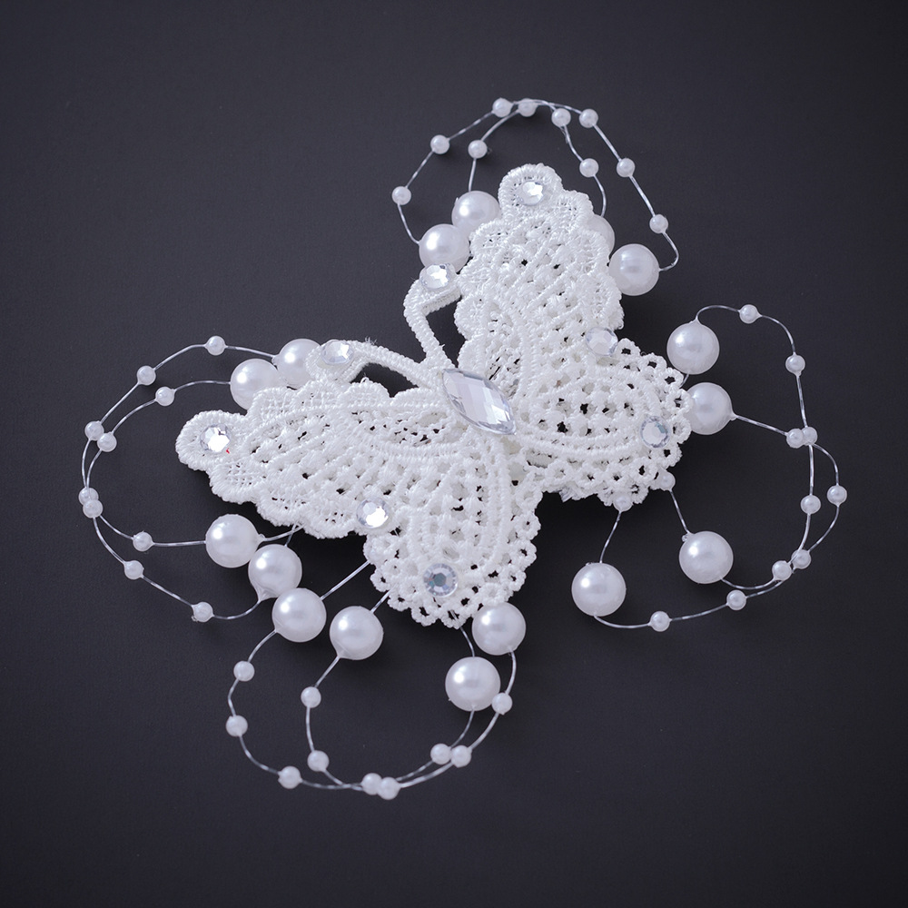 Children's Wedding Dress Headdress Flower Children's Hair Accessories Side Clip Children's Dress Headdress Bow Hairpin Dance Performance Jewelry