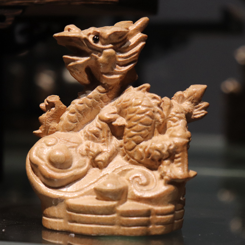 Peach Wood carving twelve zodiac animal wood carving ornaments wholesale wooden handlebar pieces scenic spot hot selling crafts