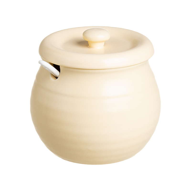 High-looking ceramic seasoning jar household high temperature resistant pig oil tank chili oil tank kitchen seasoning box sugar jar salt jar