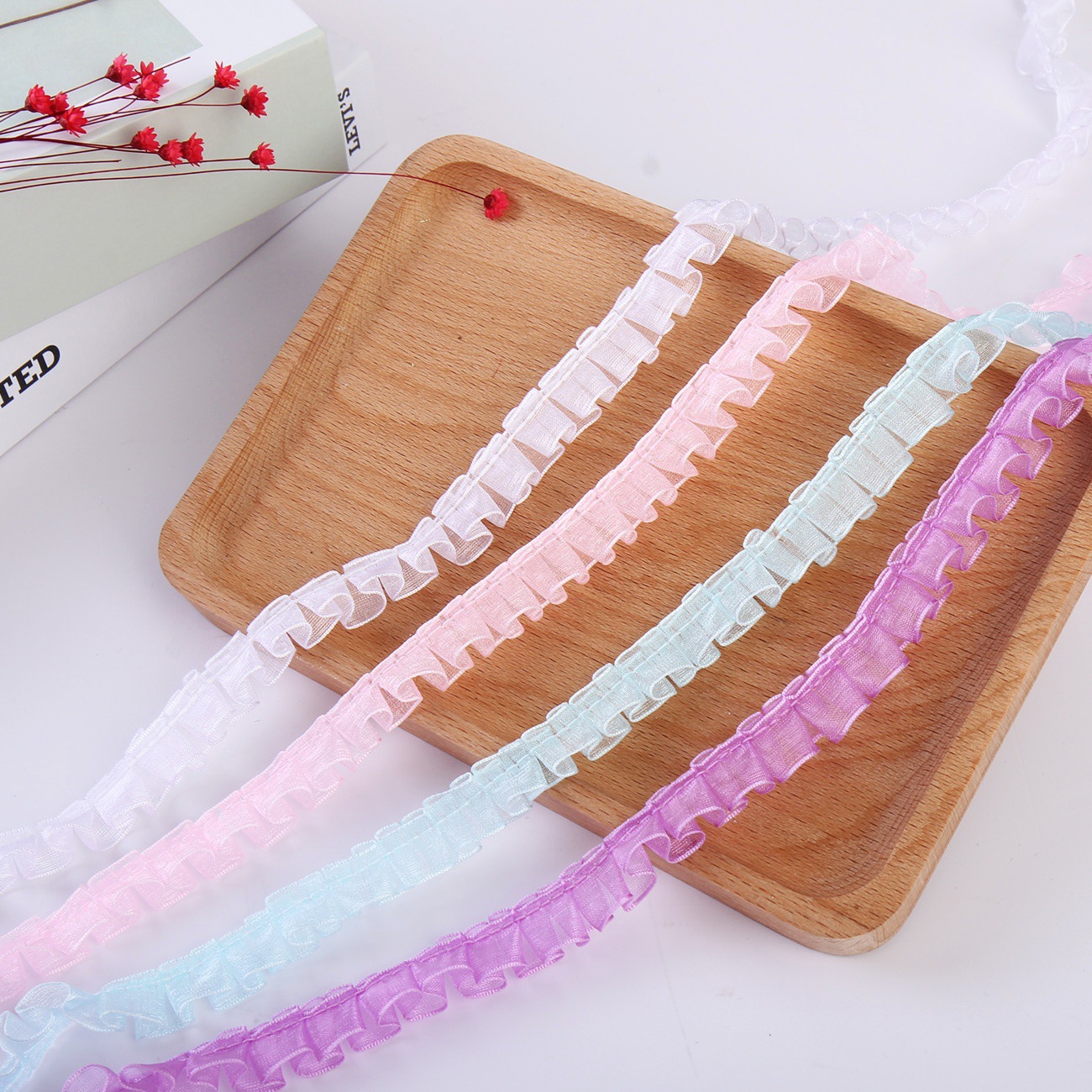 Spot 1.2cm high-grade thick edge gauze with discount lace clothing decorative small lace DIY handmade pleated lace