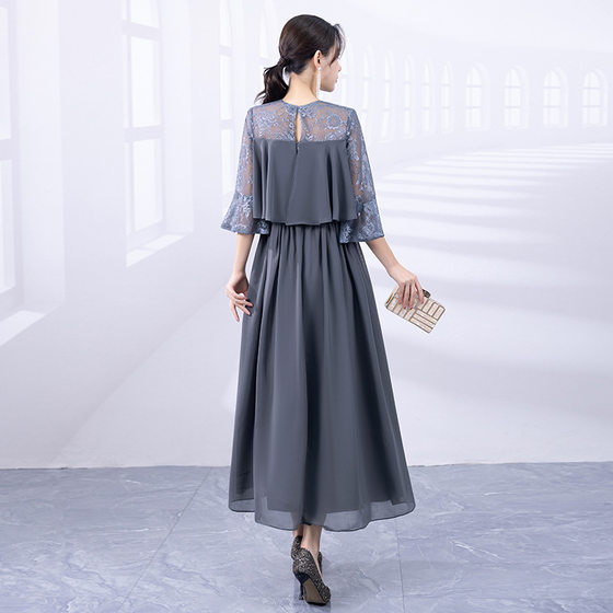 AliExpress dress for women 2024 new long sleeve elegant lady dress elegant host evening dress cross-border