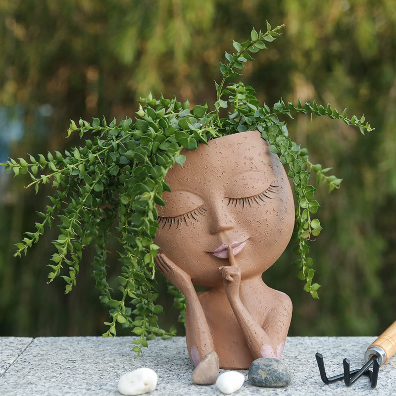 クロスボーダーブーイングガール樹脂植木鉢北欧風緑植花多肉ベランダ盆栽飾り置物卸|undefined