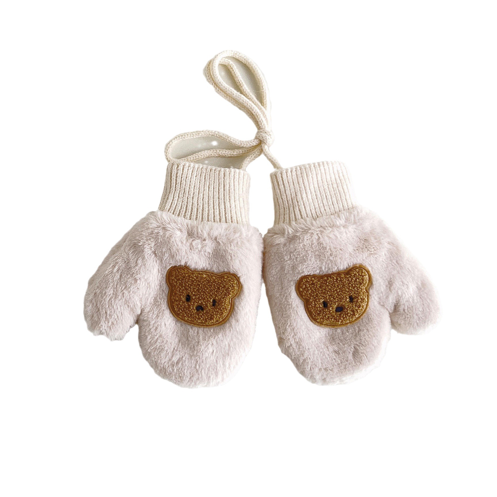 Autumn South South Korea children's gloves winter ins cartoon bear boys and girls finger halter plush baby wholesale