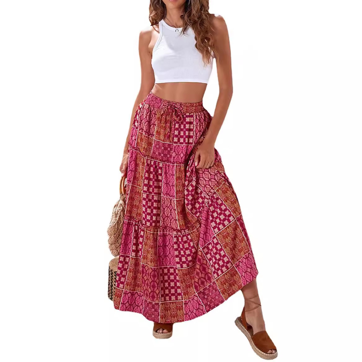 Printed Bohemian Beach Skirt Oversized Half-length Skirt