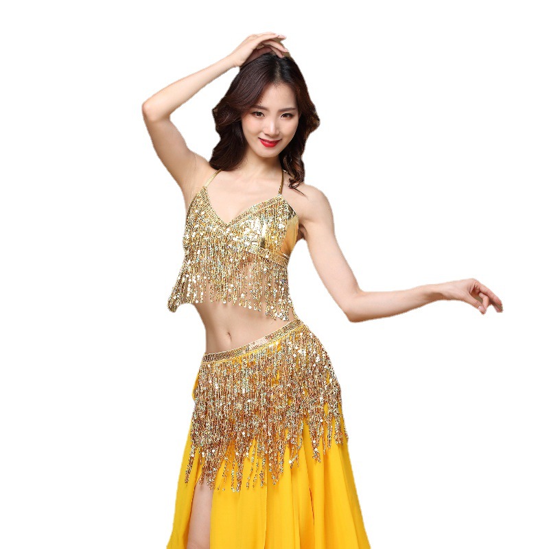 Halloween sexy tassel jazz dance steel pipe dance costume sequins belly dance tassel waist chain stage performance
