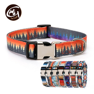 Explosive wholesale pet collar dog rope dog collar ethnic style striped forest pattern collar lettering collar
