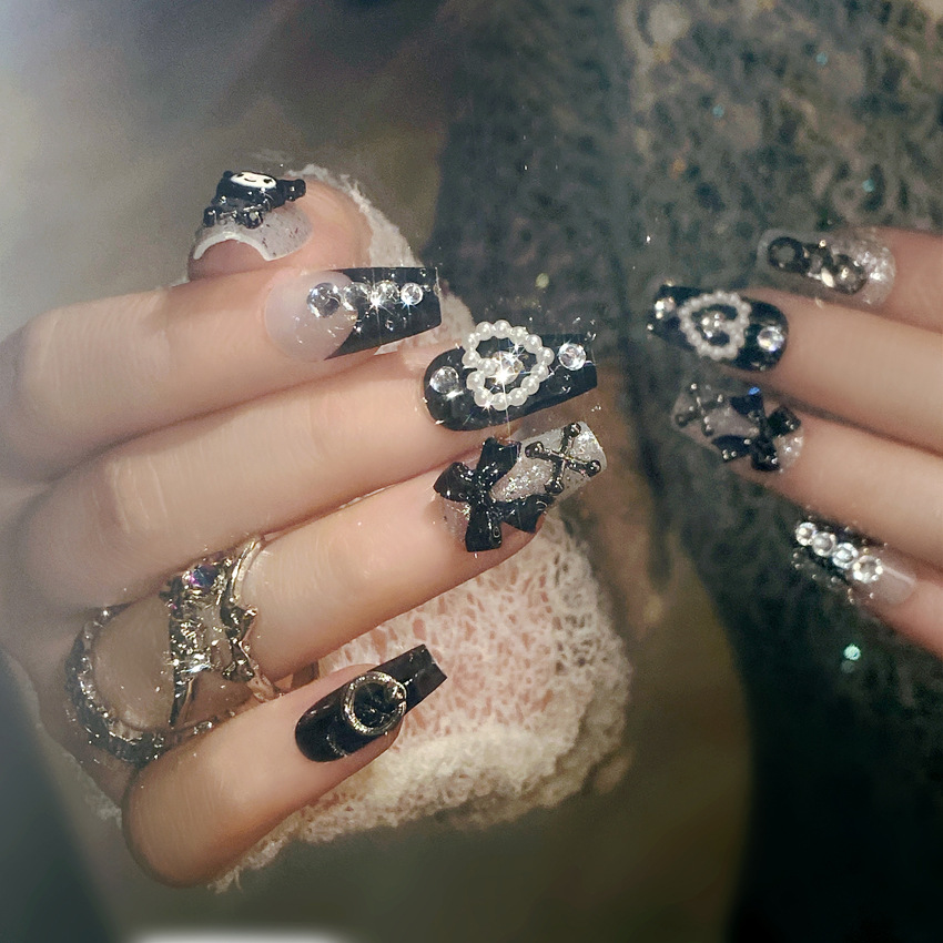 Handmade Manicure Wearing Nail Pieces Fake Nail Stickers Cartoon Dark Dark Cute Fake Nail Finished Nail Patch U43