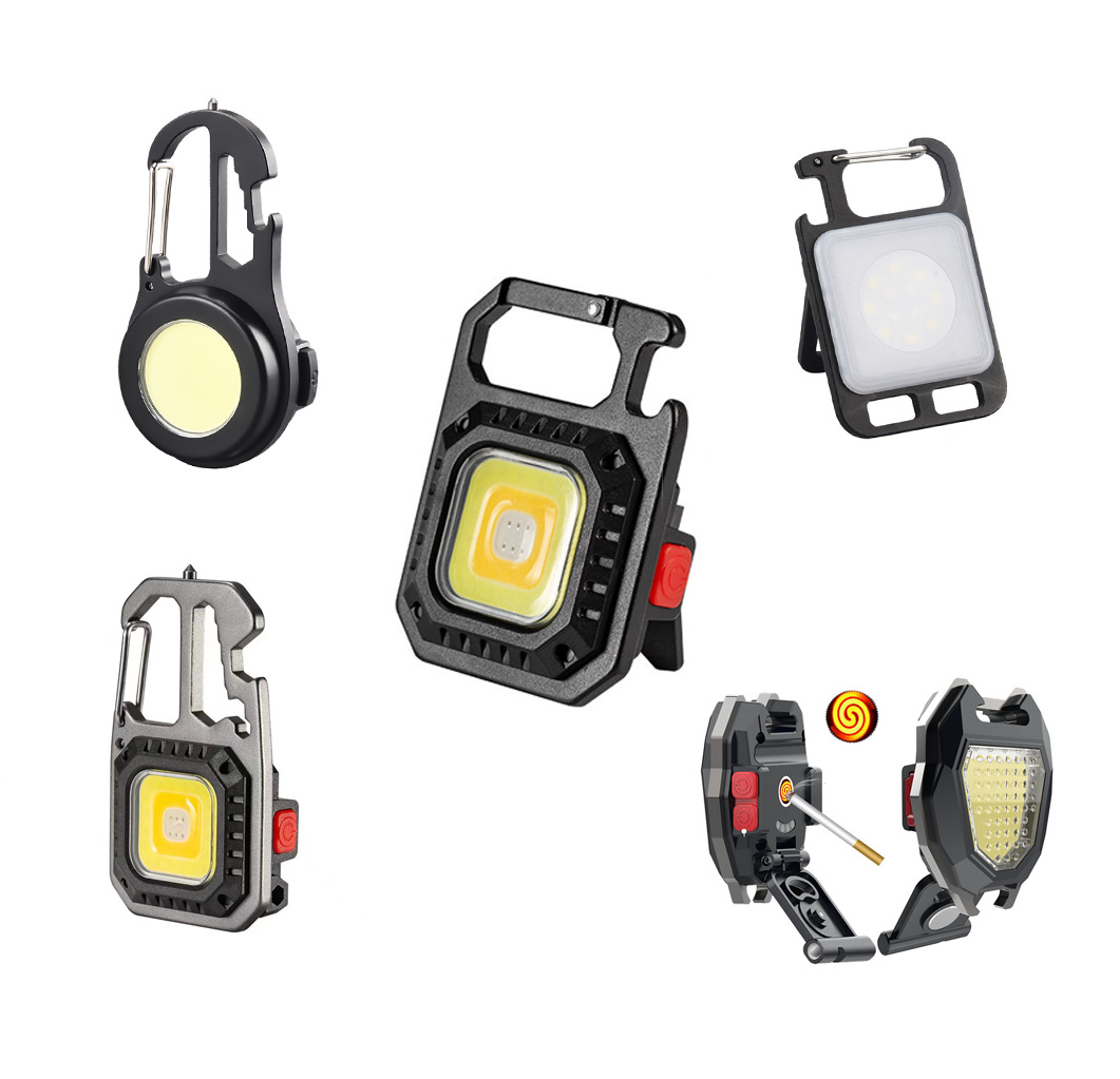 Outdoor multifunctional portable keychain light emergency outdoor camping light USB mini COB work light flashlight wholesale