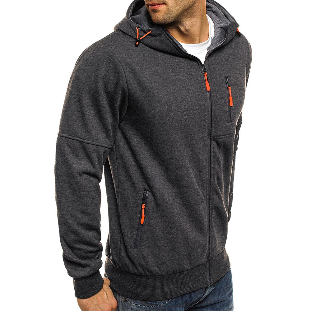 Cross-border foreign trade European and American men's spring and autumn sports leisure fitness loose zipper solid color sweater men