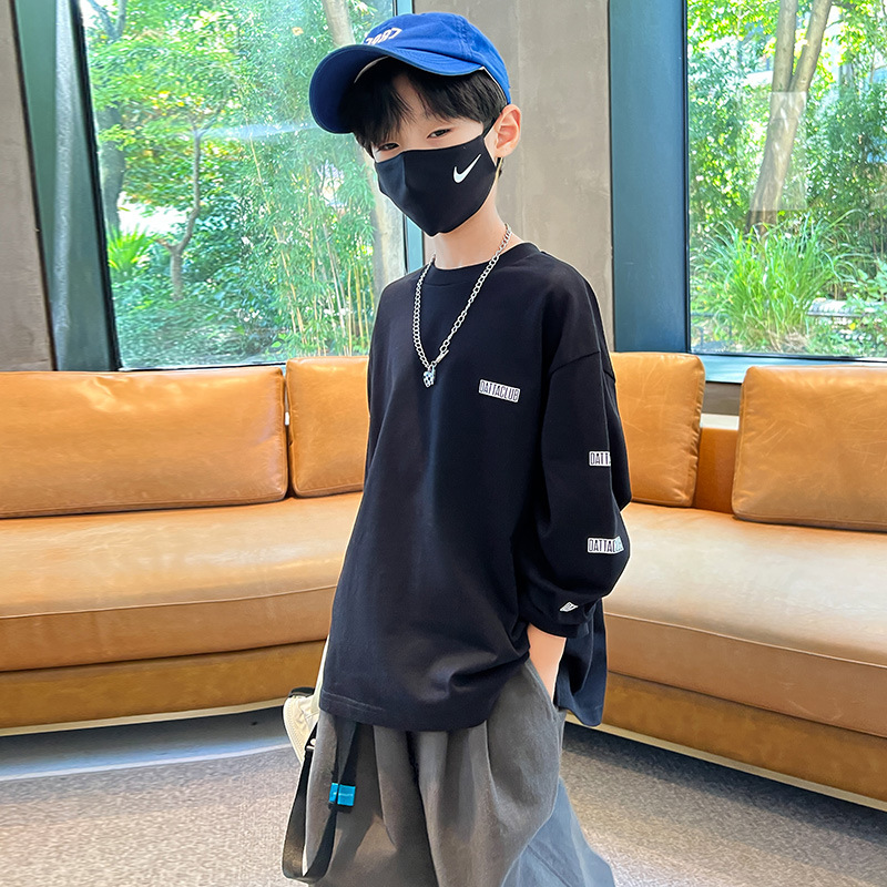 Boys' Long Sleeve T-Shirt Spring and Autumn 2023 New Style Thin Children's Autumn Base Shirt Fried Street Big Boy's Top Autumn