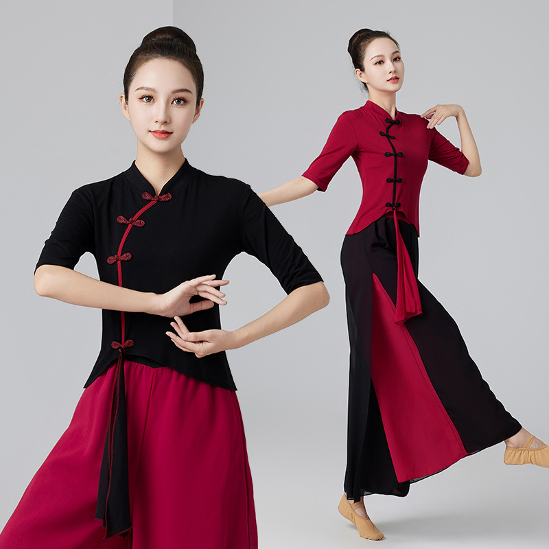 2304 New Square Dance Costume suit Odale Pipa Medium Long Sleeve Dance Clothes Chiffon Dance Practice Clothes