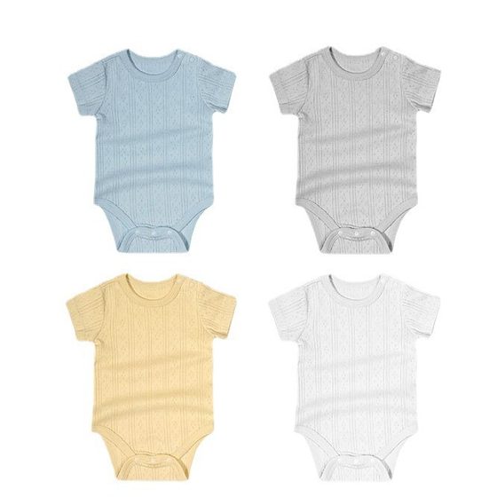 minizone Baby Short-sleeved jumpsuit Summer New Arrival Wrap Fat Clothes Baby Cotton Triangle Hats Thin Climbing Suit