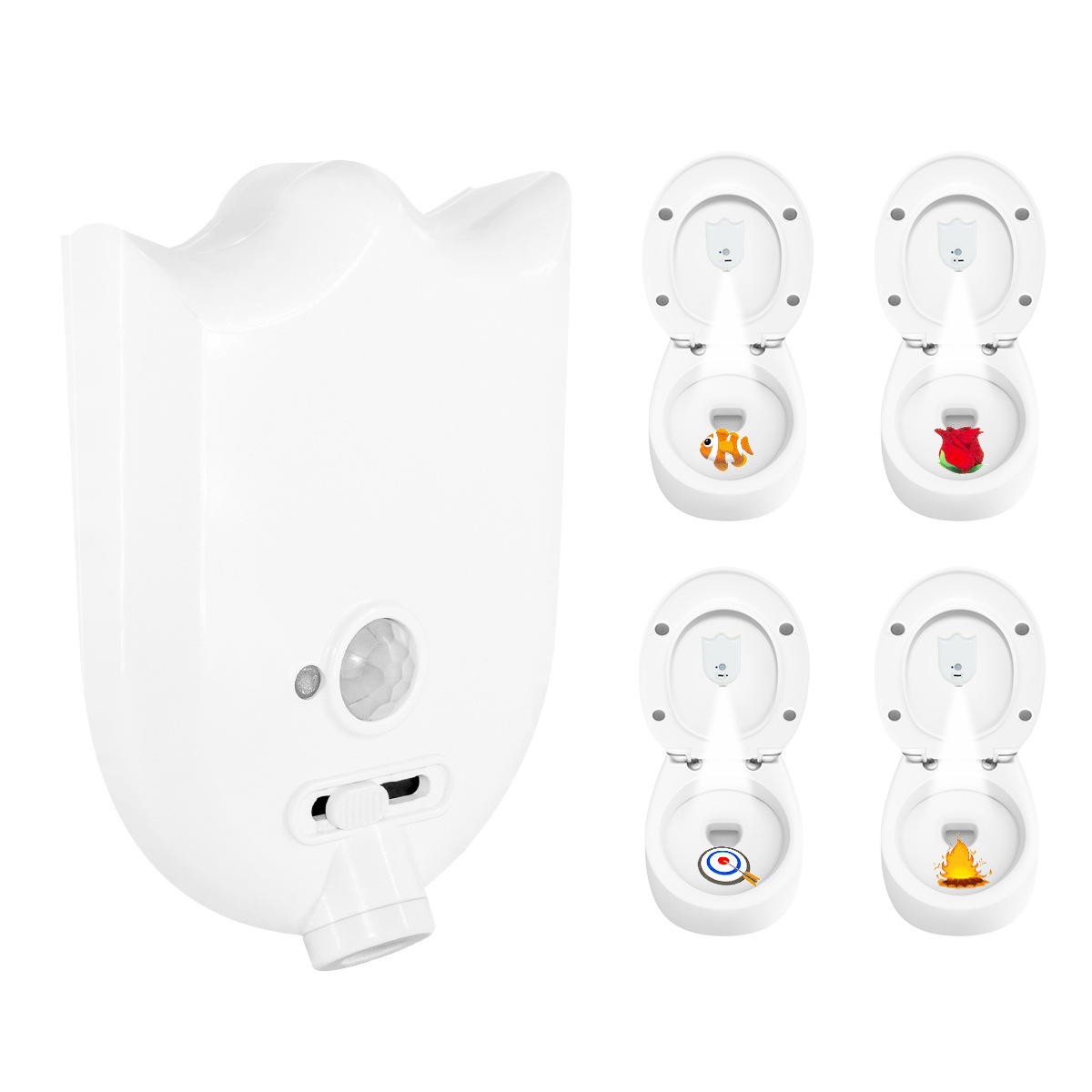 Cross-border new LED intelligent human body induction projection toilet light four-color creative pattern projection toilet night light