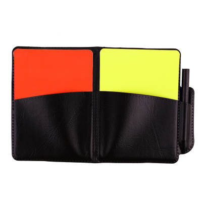 Football Game red and yellow card record book Football referee auxiliary tool FIFA red and yellow card leather case portable ballpoint pen