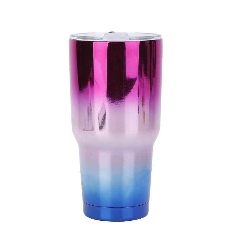 Creative wholesale UV electroplating gradient ice Cup 304 stainless steel car Cup outdoor portable 30oz thermos cup