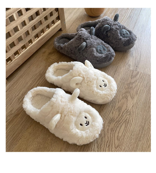 Cotton Slippers Women's Cute Cartoon Girly Heart Winter Indoor Home Soft Bottom Plush Couple Dormitory Cotton Slippers Men's Winter