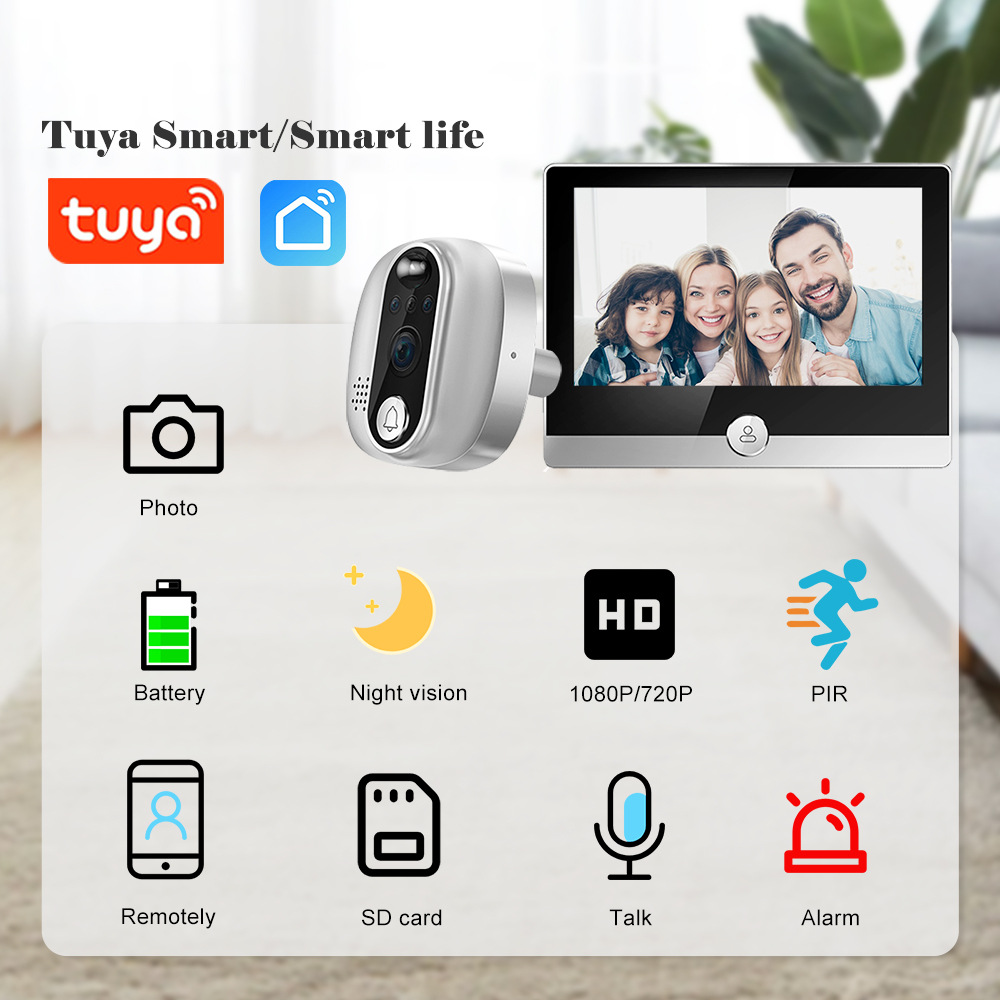 Graffiti smart cat eye camera Wireless wifi home monitoring remote video intercom visual doorbell tuya