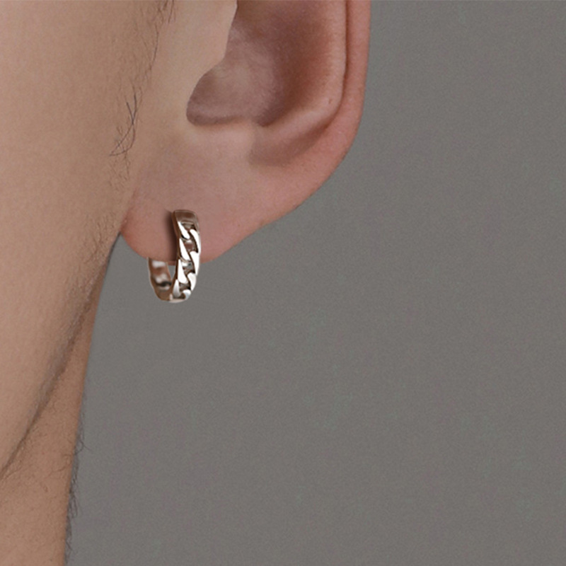 s925 sterling silver chain earrings for men, trendy and cool ins niche personality for boys, single handsome and high-end men's earrings