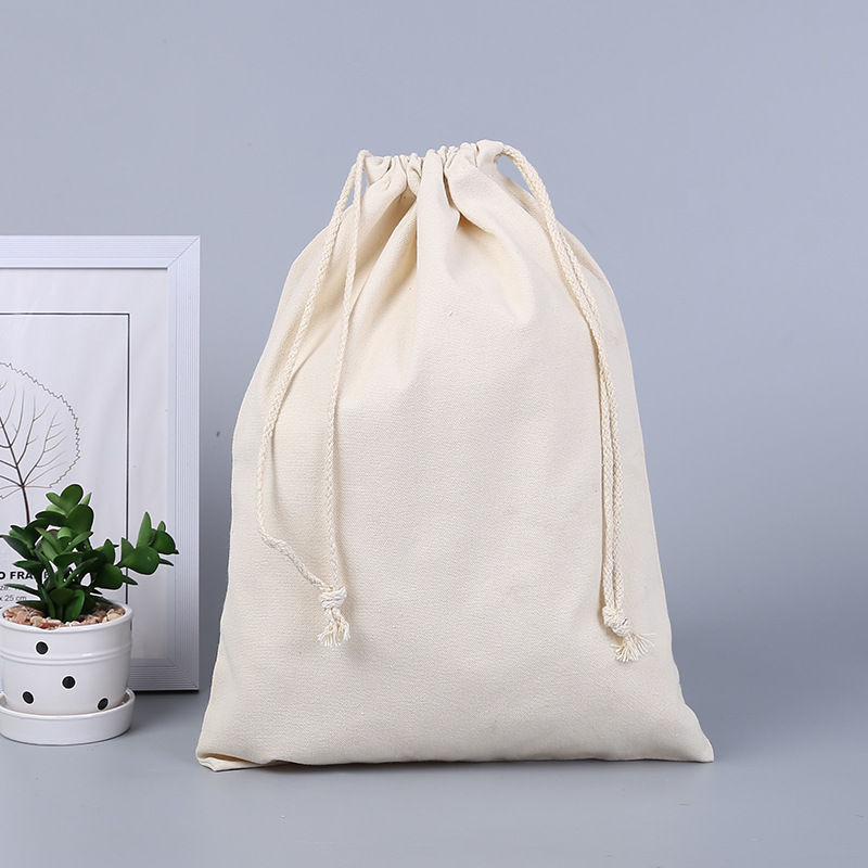 Blank canvas drawstring cotton bag double-ear drawstring drawstring drawstring bag jewelry rice storage cotton bag wholesale