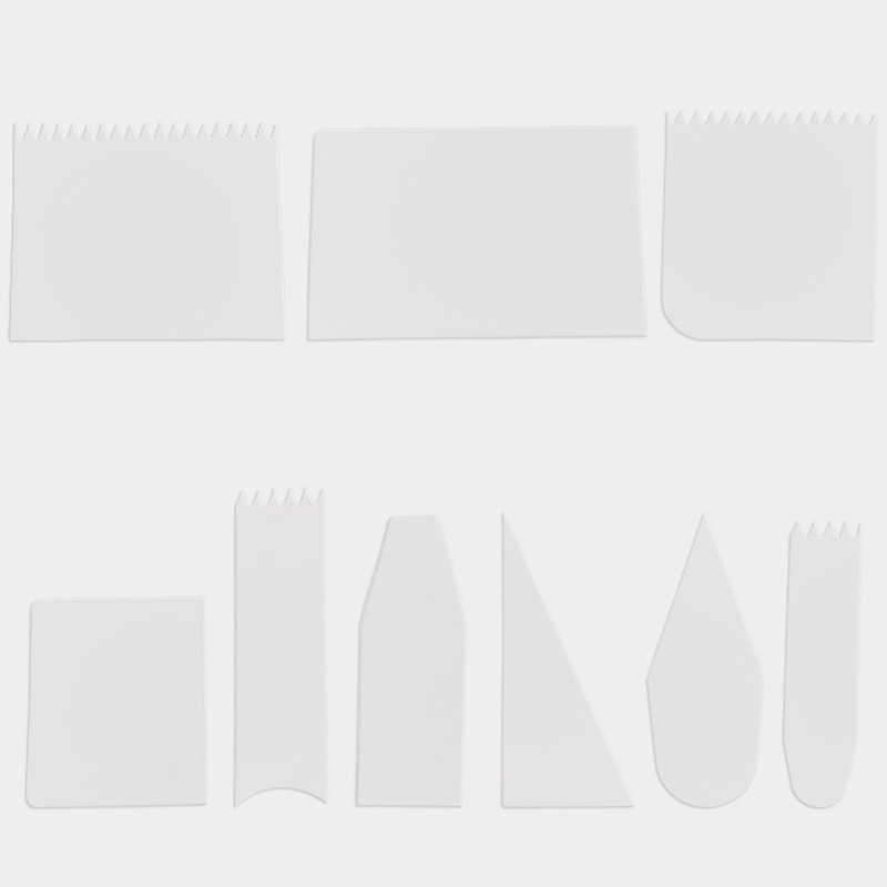 Plastic Transparent Scraper Cake Cream Batter Scrub Flat Tool 9 Pieces Baking Transparent Cake Soft Scraper