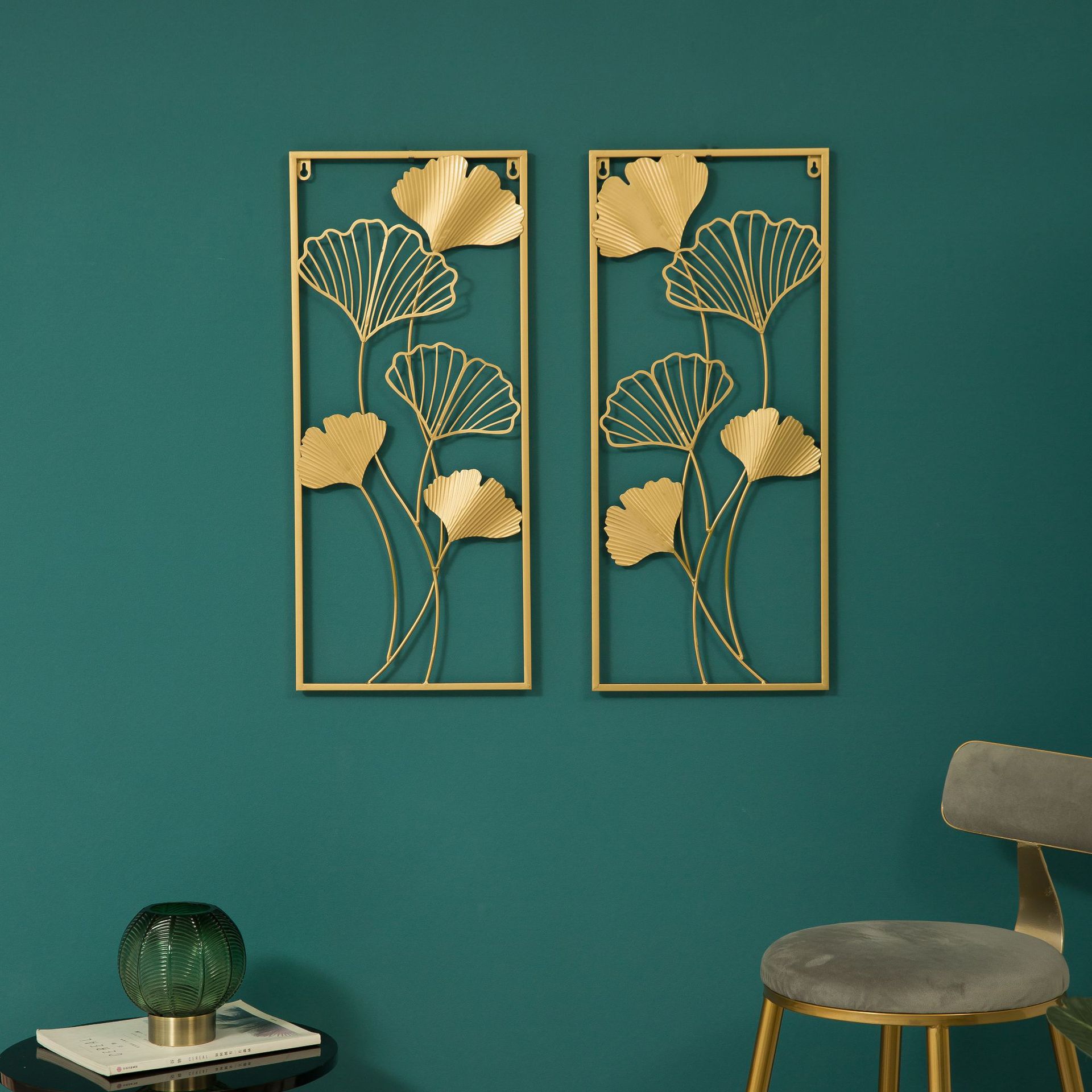 New Chinese Style Living Room Metal Leaf Pendant TV Sofa Background Wall Hanging Bedroom Room Wall Decoration Wall Decoration