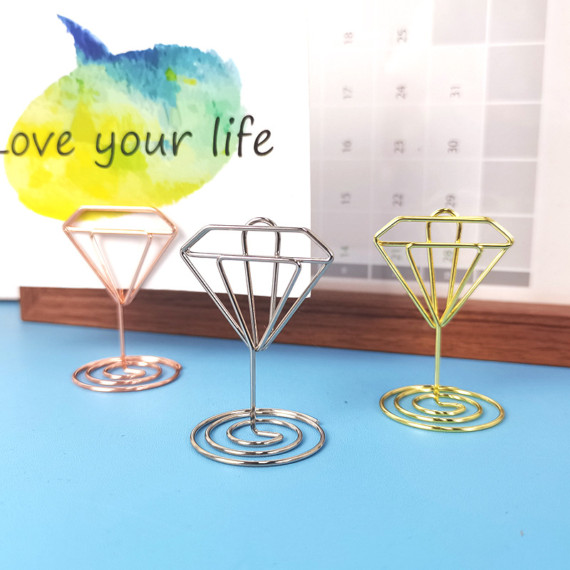 in stock creative diamond note holder desktop business card holder pendulum message holder diamond pattern mini postcard holder