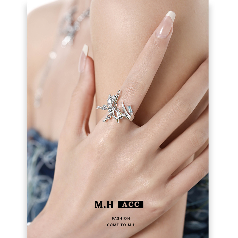  spring and summer new butterfly ring women's trendy cross-border niche design temperament versatile index finger ring open ring