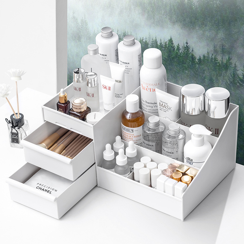 Cosmetic storage box drawer dormitory organizing plastic storage rack girls' skin care dressing table storage artifact