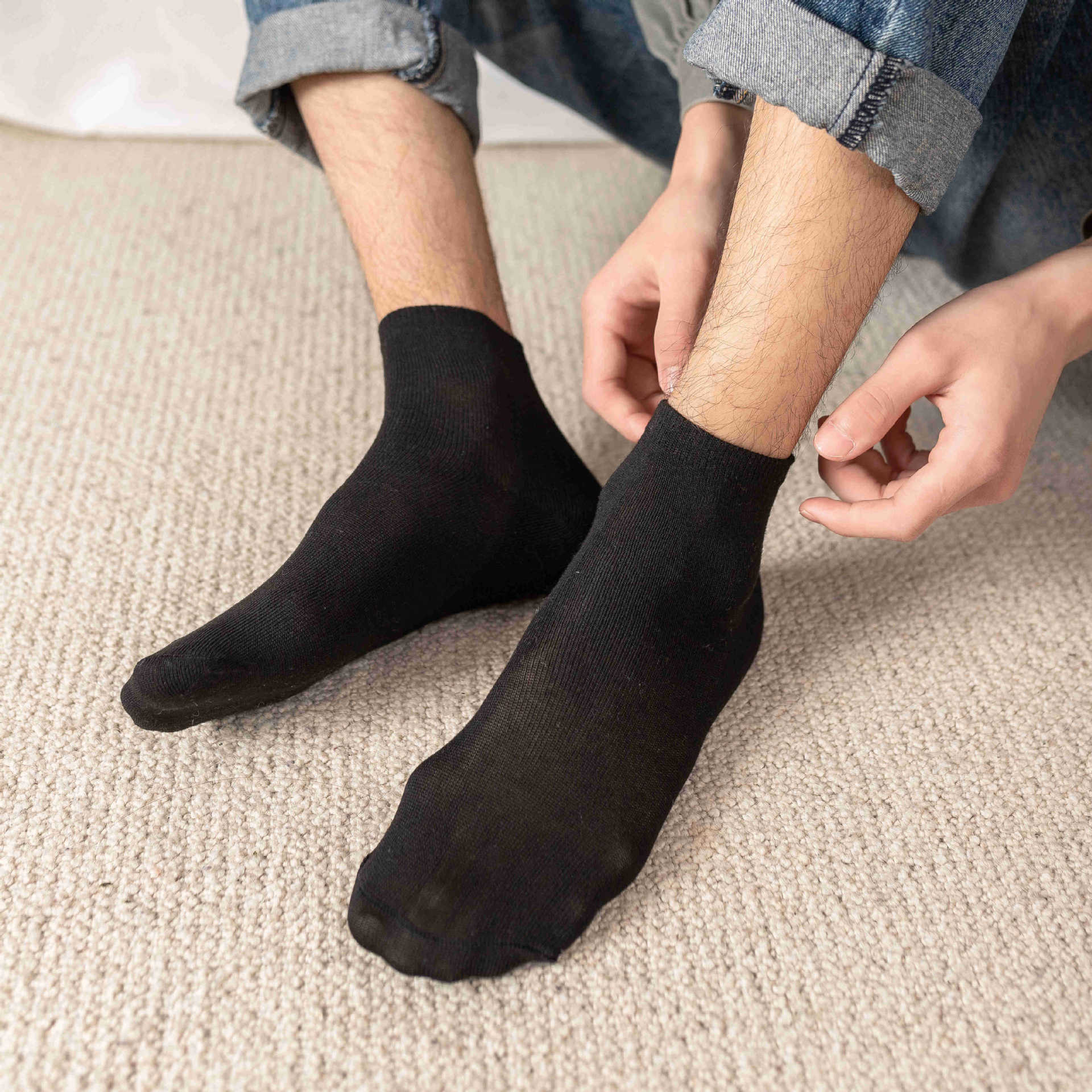 Autumn men's casual socks naked socks men's socks solid color socks wholesale