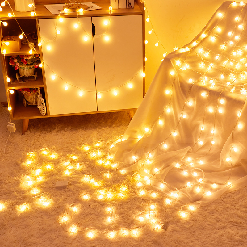 Camping light string wholesale led solar atmosphere light round sky curtain star light decoration stall outdoor small colored lights