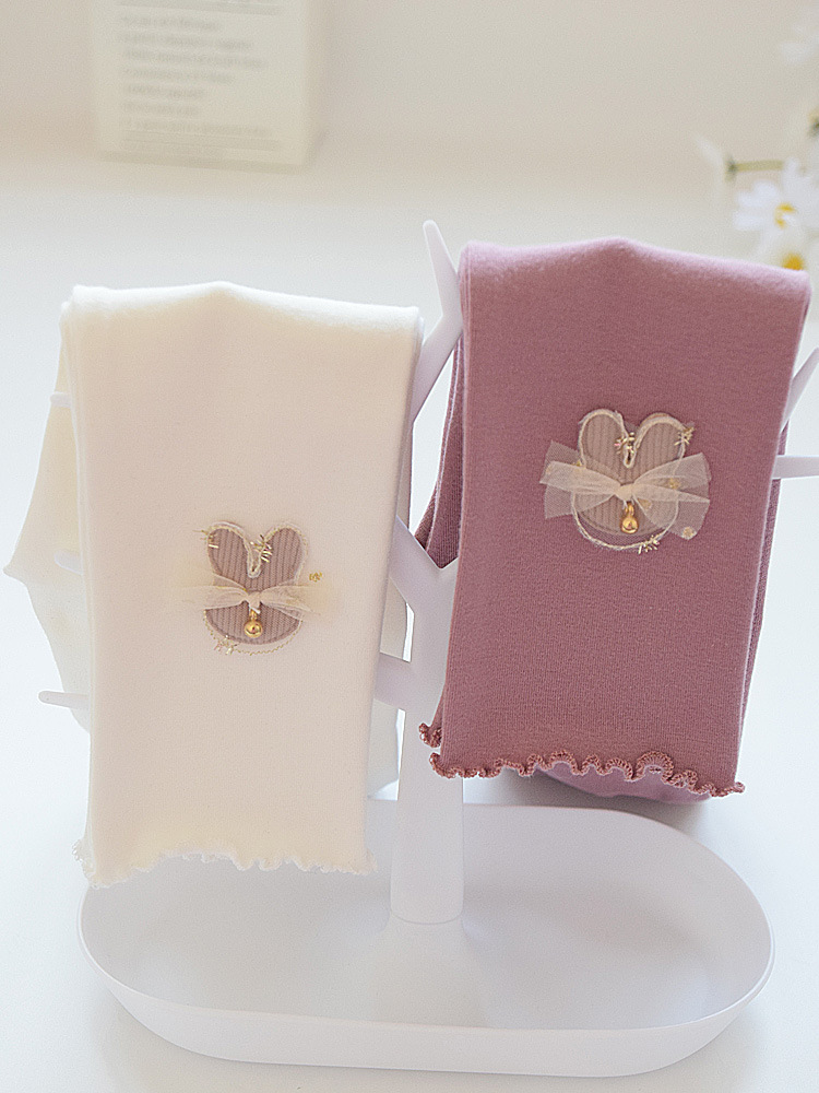Girls' Spring and Autumn Thin Outer Wear White Pure Cotton Children's Trousers Western Style Baby Girl's Trousers Spring and Summer