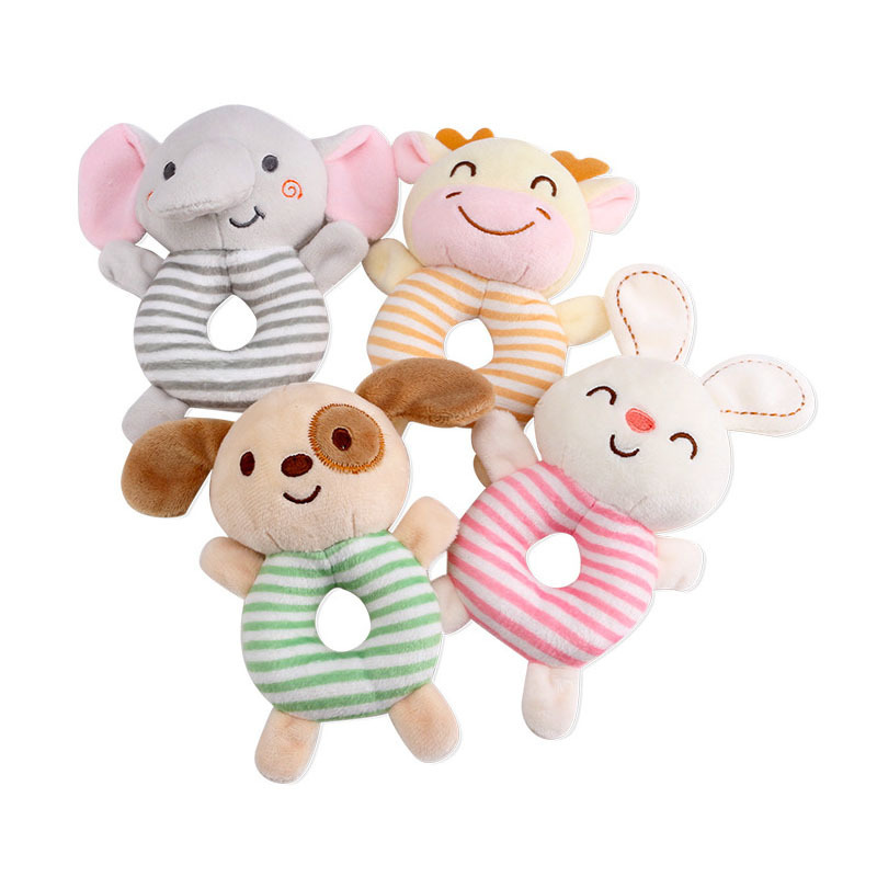TOLOLO Round Hand-cranked Baby O-Bell Animal Soothing Toy Child Soothing Hand-clasping Doll