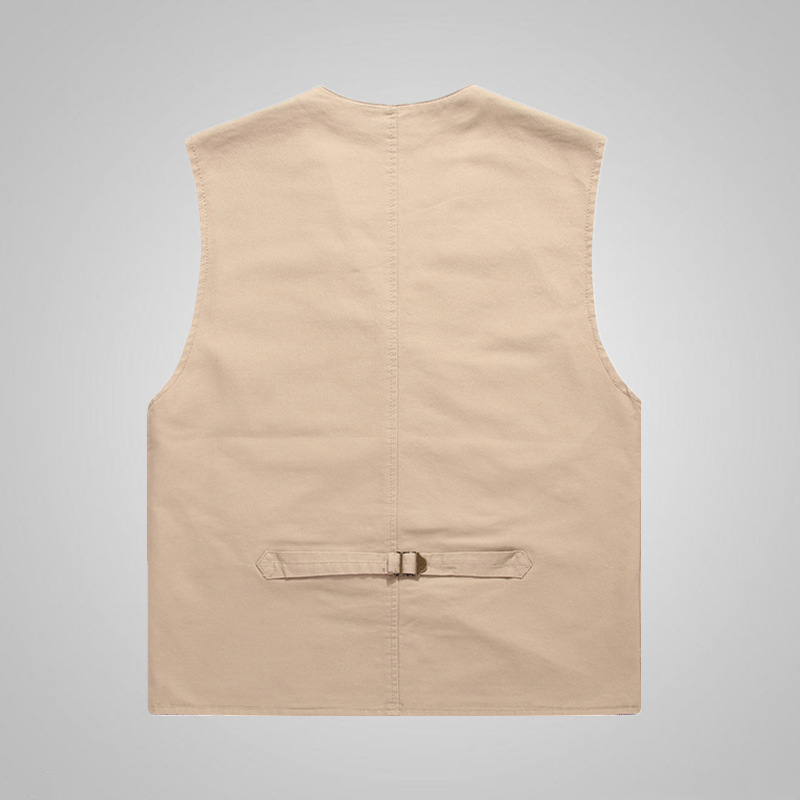 Men's Pure Cotton Large Size Vest Pure Cotton Vest Multi-Pocket Casual Waistcoat Outdoor Cross-Border Casual Vest Fishing Trendy