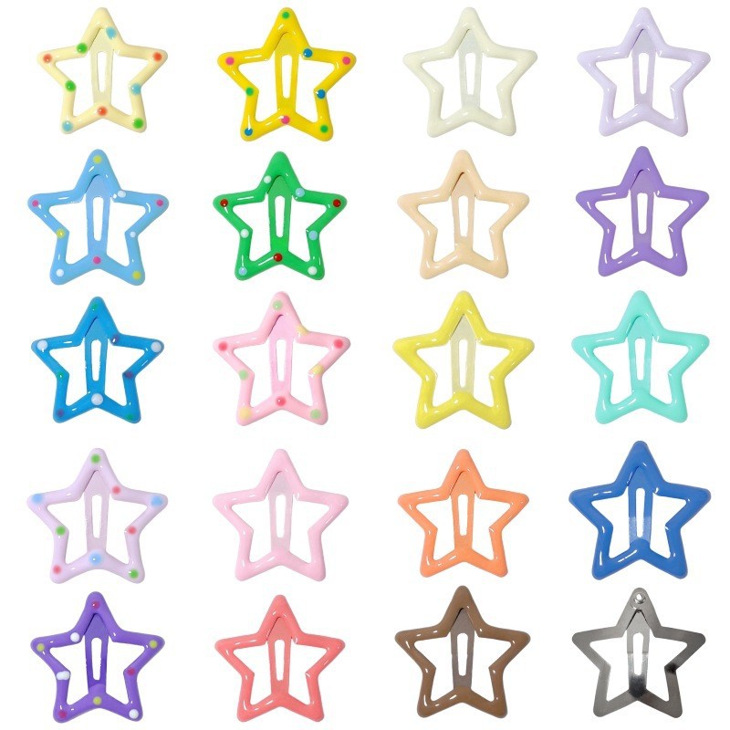 Dopamine star hairpin children's hair accessories color polka dot BB clip bangs side clip five-pointed star hairpin simple headdress