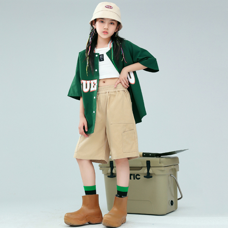 街舞兒童潮服嘻哈hiphop少兒演出服套裝男孩夏季爵士舞服裝女童裝