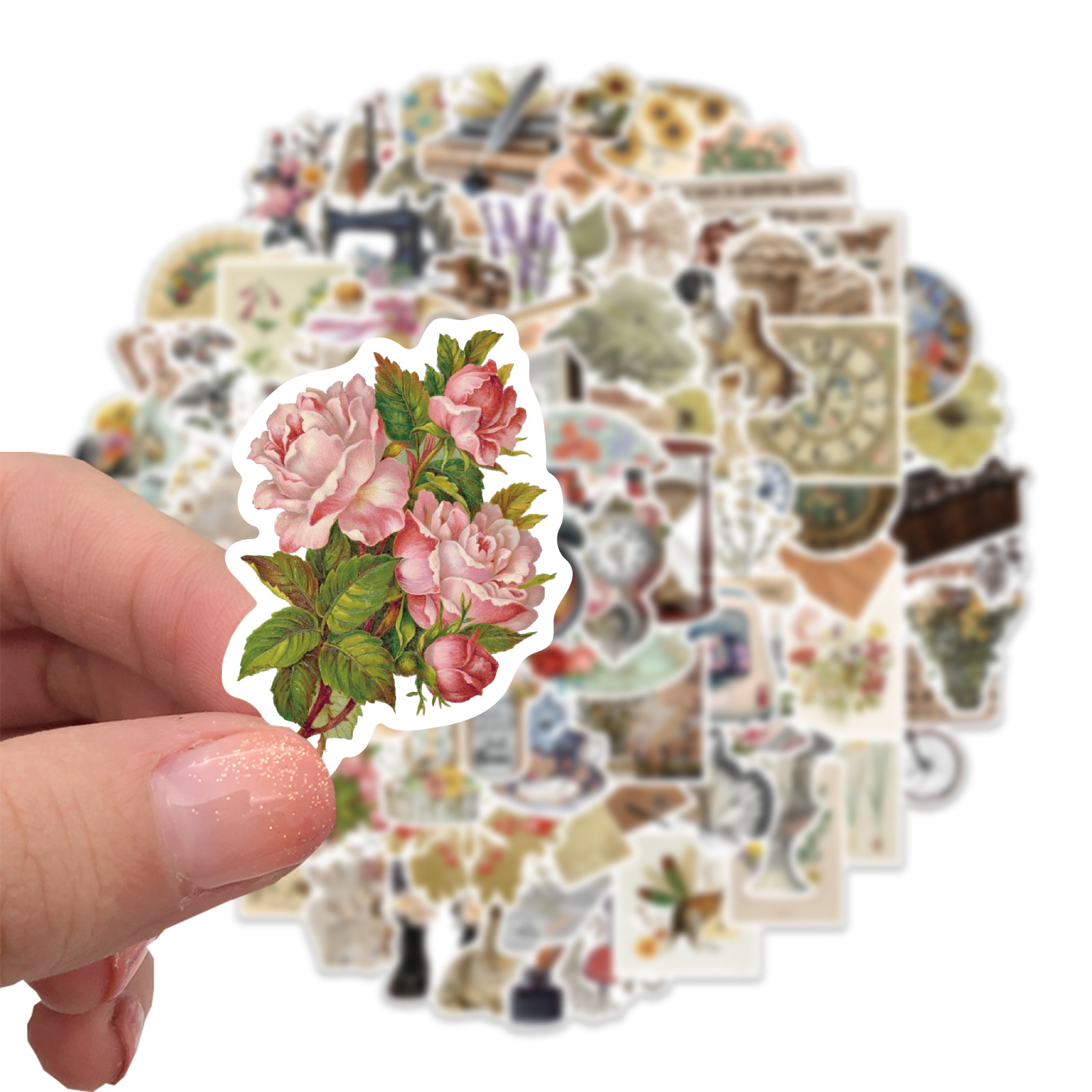 100 cartoon retro old time graffiti stickers decorative Ipad luggage notebook Diy waterproof stickers