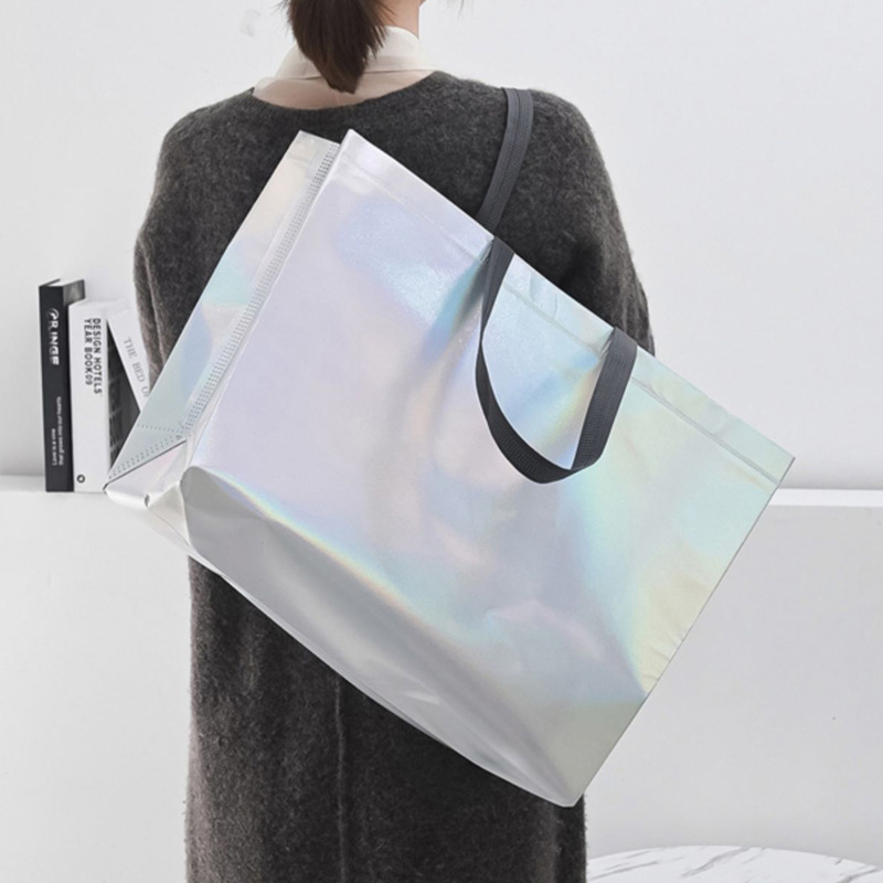 [Colorful Laser] Long Handle Non-woven Handbag logo Trendy Brand Packaging Bag Women's Shoe Shop Shopping Gift Bag