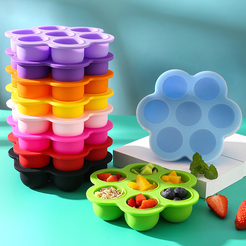 Silicone baby food supplement box children's fruit baking food storage box sealed crisper ice cube ice hockey mold
