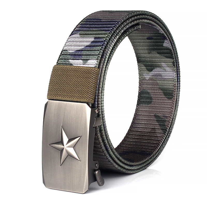 Men's alloy toothless automatic buckle nylon thickened woven belt canvas tactical belt casual fashion all-match