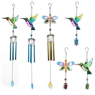 Zeyang Wind Bell Hummingbird Metal Glass Painted Crafts Hanging Bell Aluminum Tube Home Courtyard Pendant Amazon