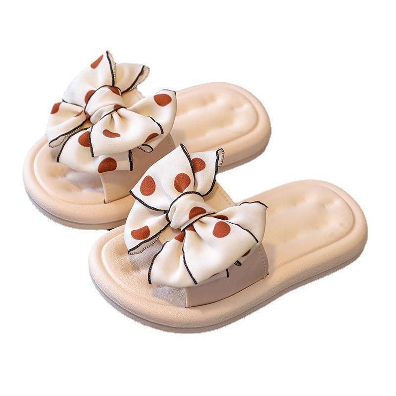 Children's Slippers Little Princess Girls' Summer Cute Outer Wear Bow Sandals Small Children's Soft Sole Indoor Children's Shoes