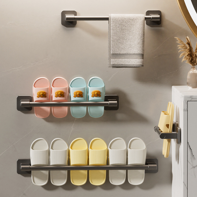 Bathroom Slipper rack toilet toilet door punch-free wall-mounted draining rack shoes storage artifact