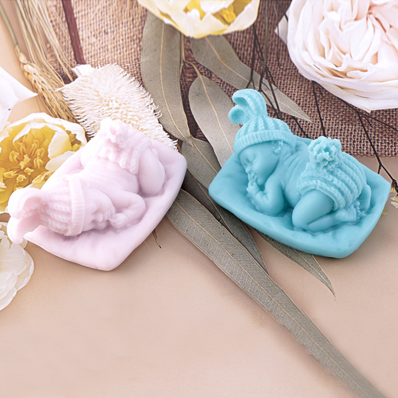 Irregular Baby Aromatherapy Candle Mold Sleeping Angel Baby Gypsum Mold Ornaments Handmade Soap Silicone Mold