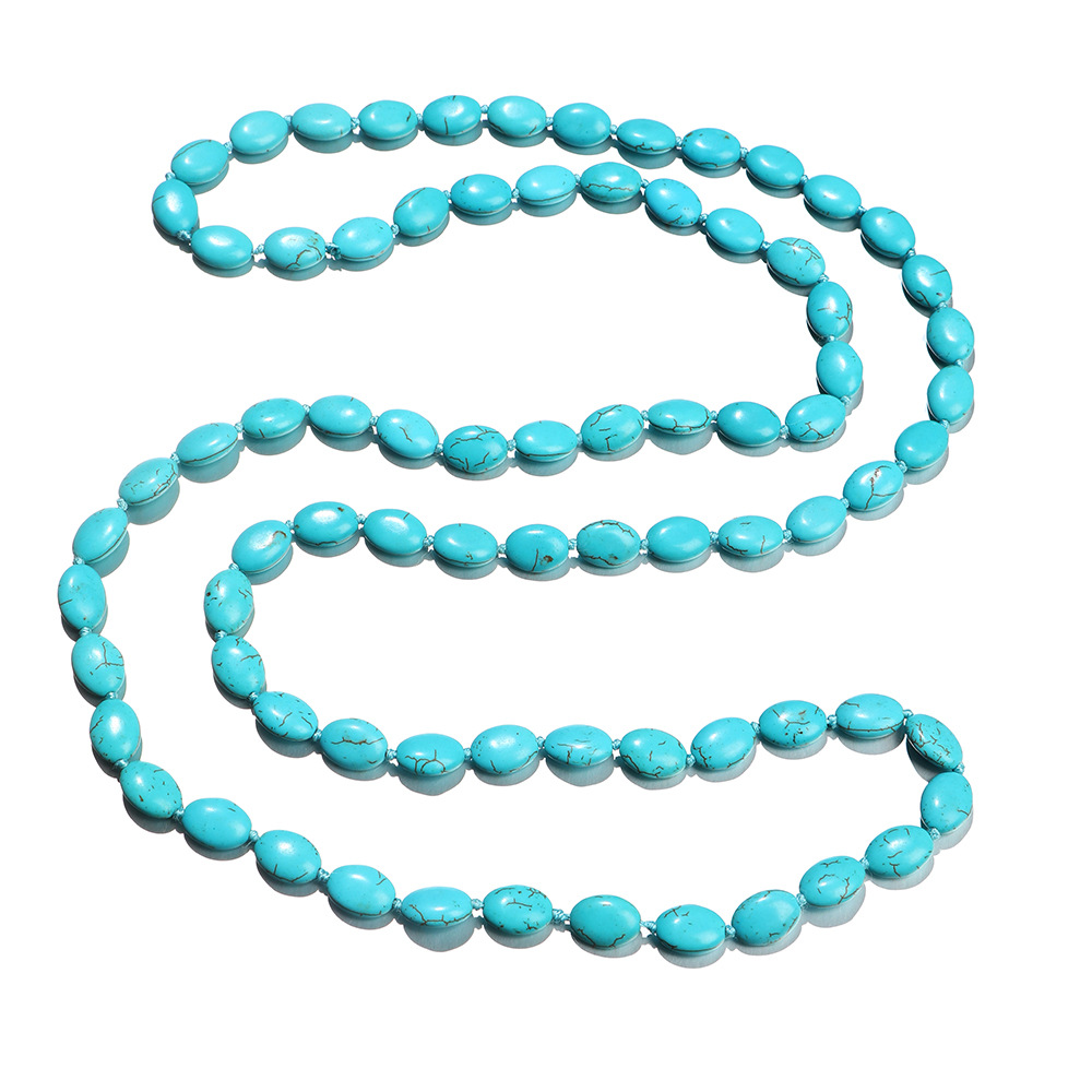 New 1.2 m Turquoise Long Necklace Original Design Ethnic Style Handmade Knot Long Necklace 10x 14 Long Necklace