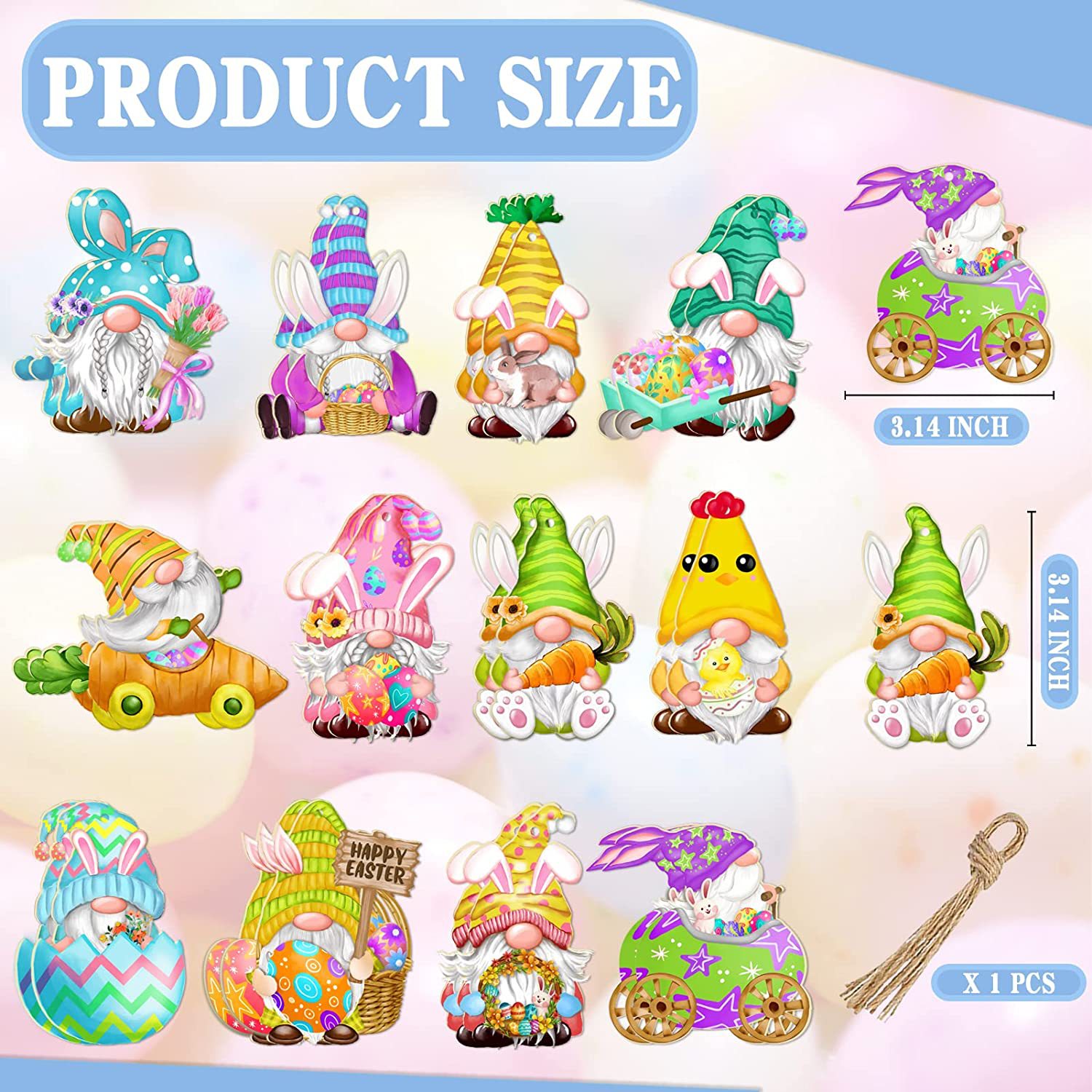 Cross-border New Easter Holiday Wood Chip Decorative Pendant Dwarf Rabbit Egg Decorative Tree Holiday Hanging Ornaments